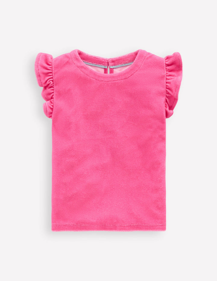 Relaxed Towelling Top-Sorbet Pink