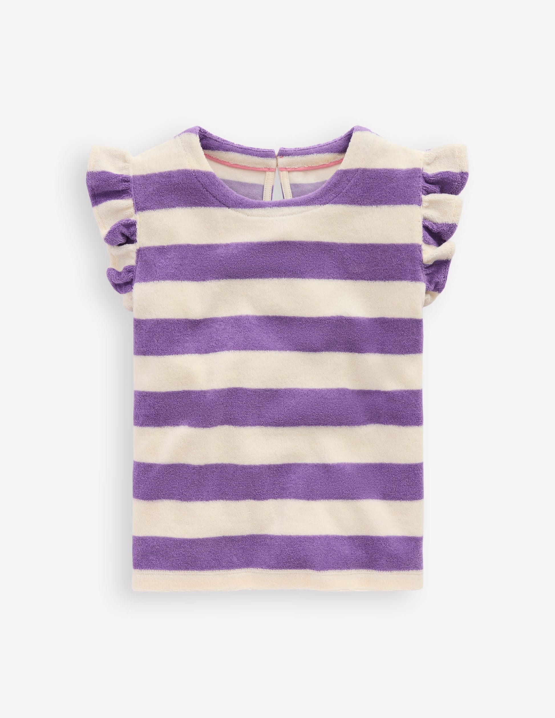 Relaxed Towelling Top-Soft Ivory/Aster Purple-2