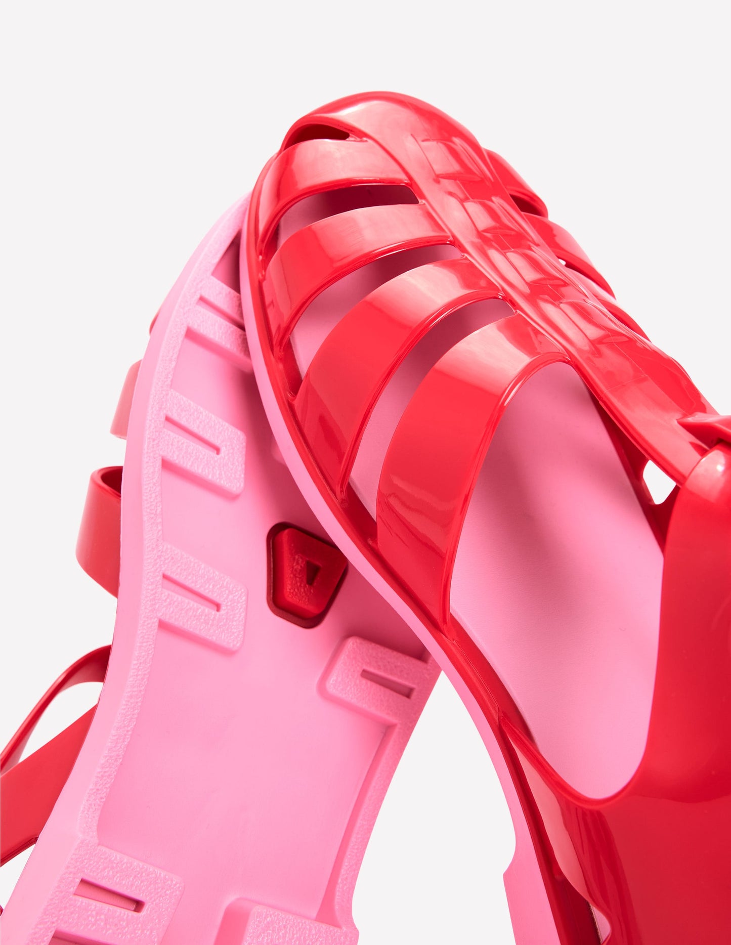 Jelly Shoe-Post Box Red/ Soft Pink