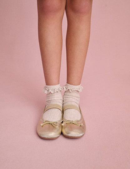 Leather Ballet Flats-Gold Metallic-4