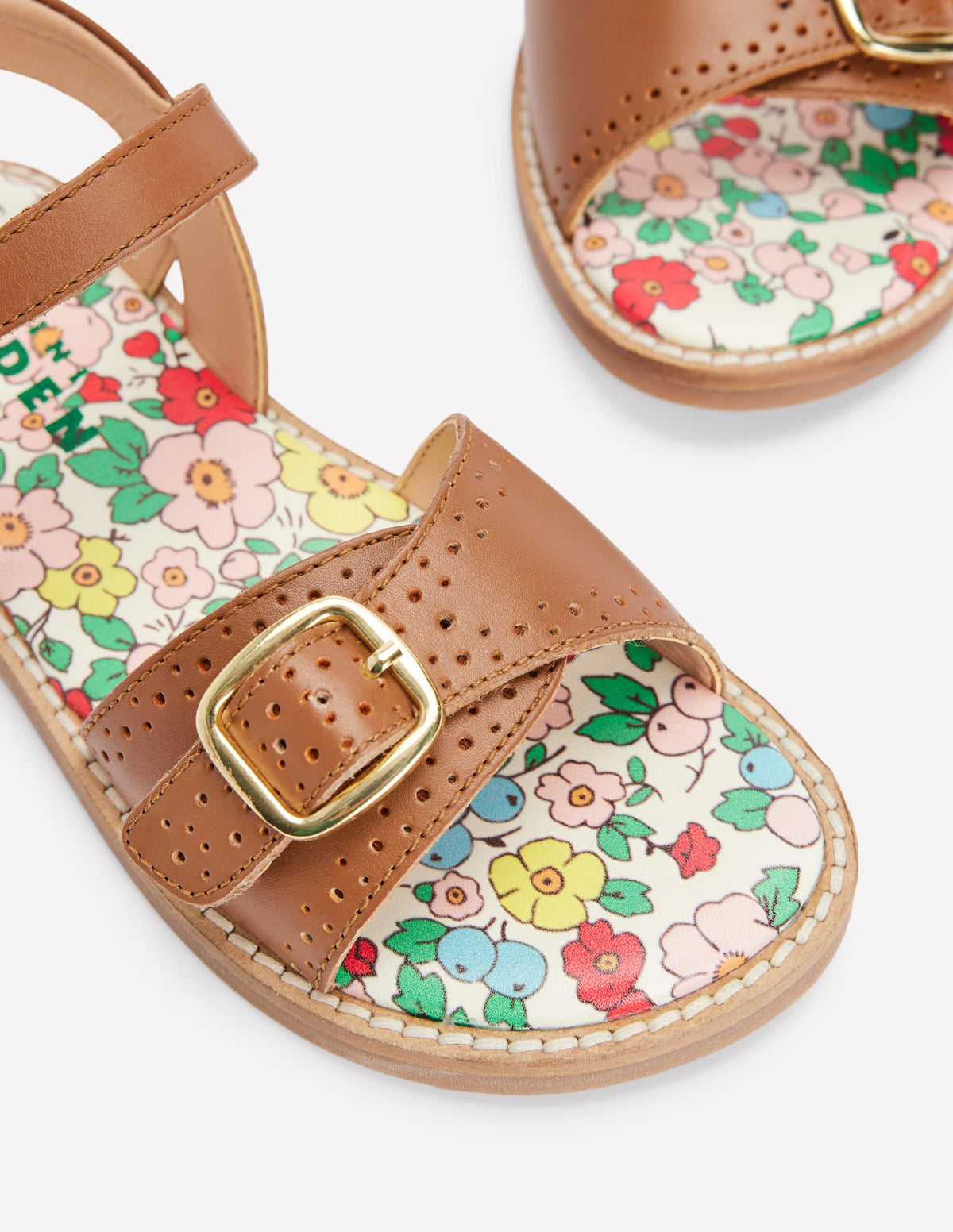 Leather Buckle Sandals-Tan - Image 3