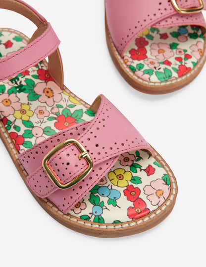 Leather Buckle Sandals-Sea Pink