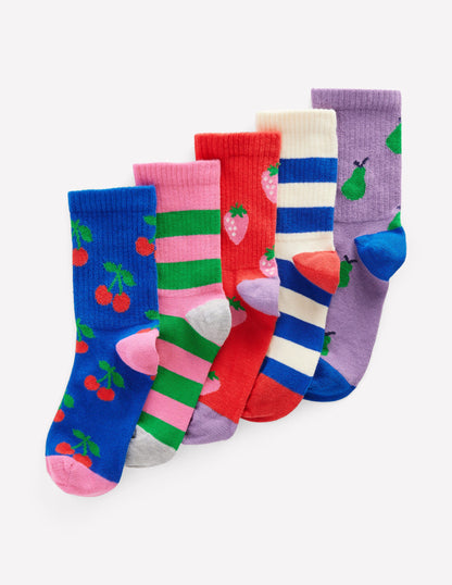 Ribbed Socks 5 Pack-Fruit