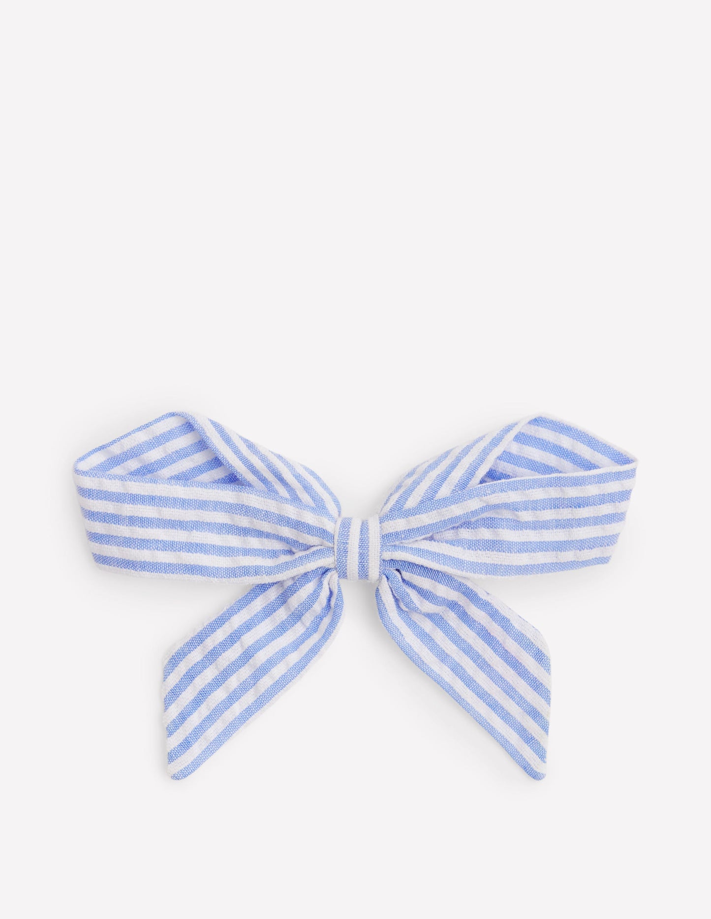 Striped Hair Bow-Blue Ticking