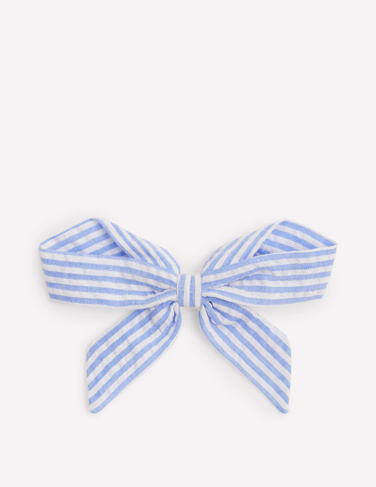 Striped Hair Bow-Blue Ticking - Image 1