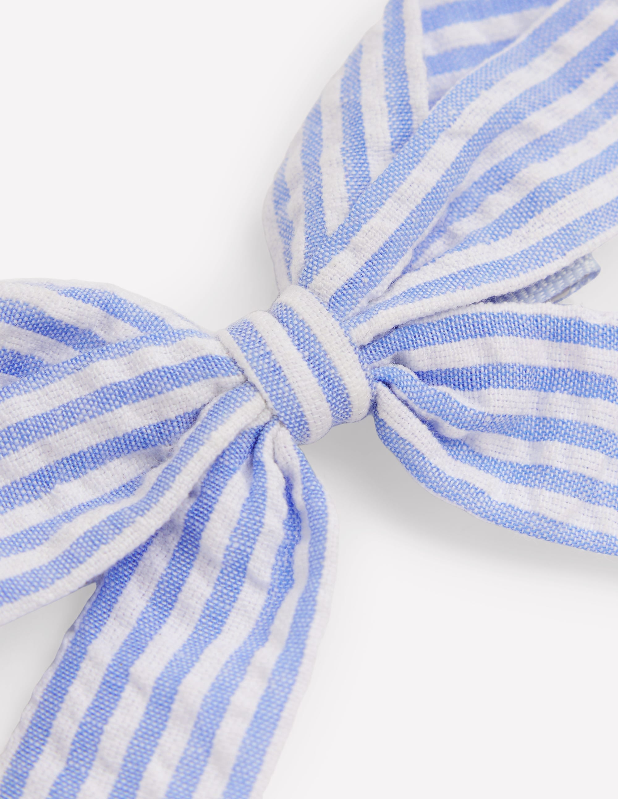 Striped Hair Bow-Blue Ticking - Image 3