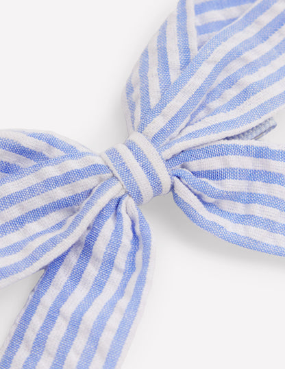 Stripe Hair Bows-Blue Ticking