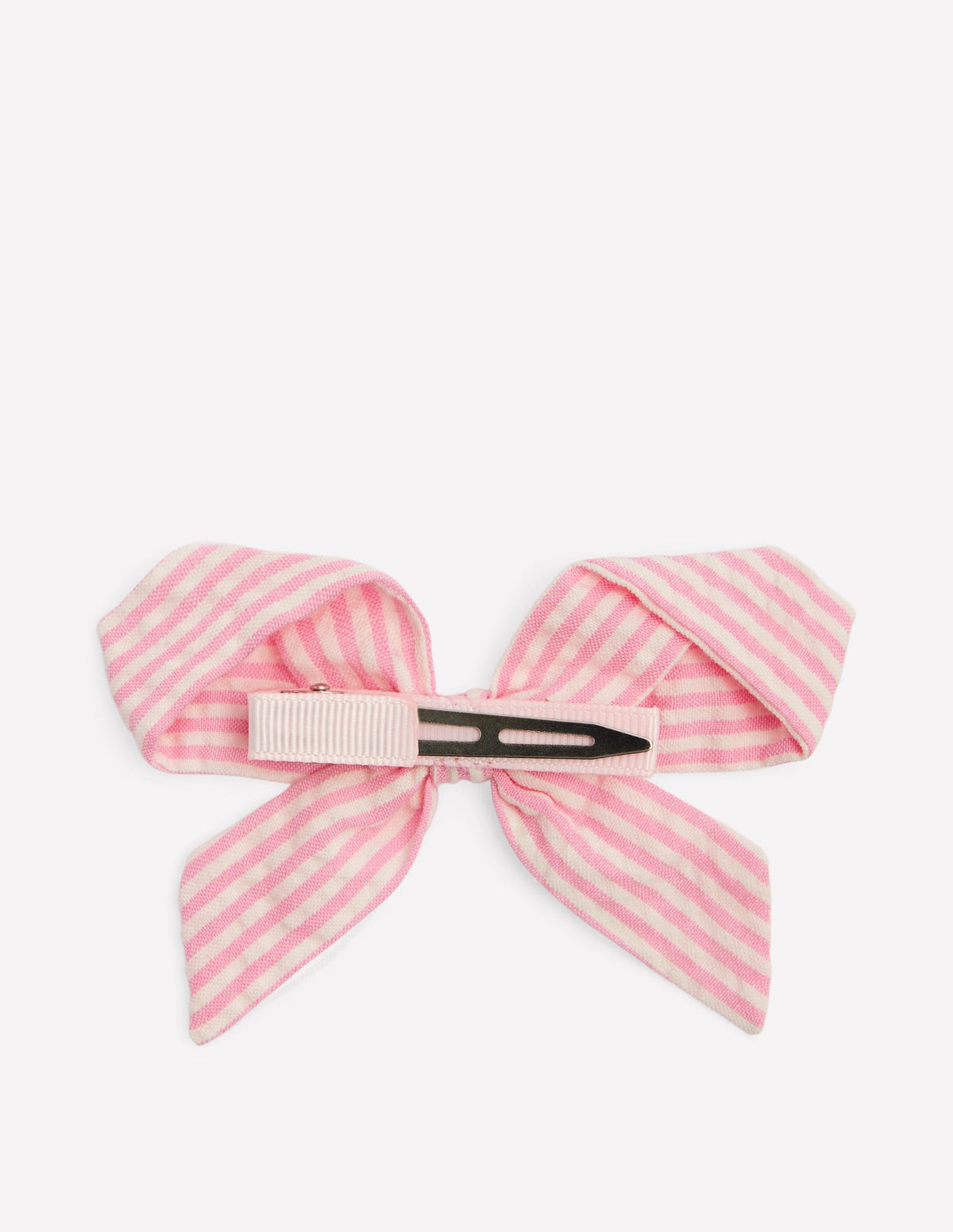 Striped Hair Bow-Pink Ticking - Image 2