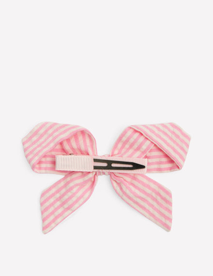 Striped Hair Bow-Pink Ticking