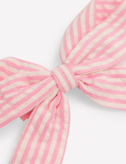 Striped Hair Bow-Pink Ticking