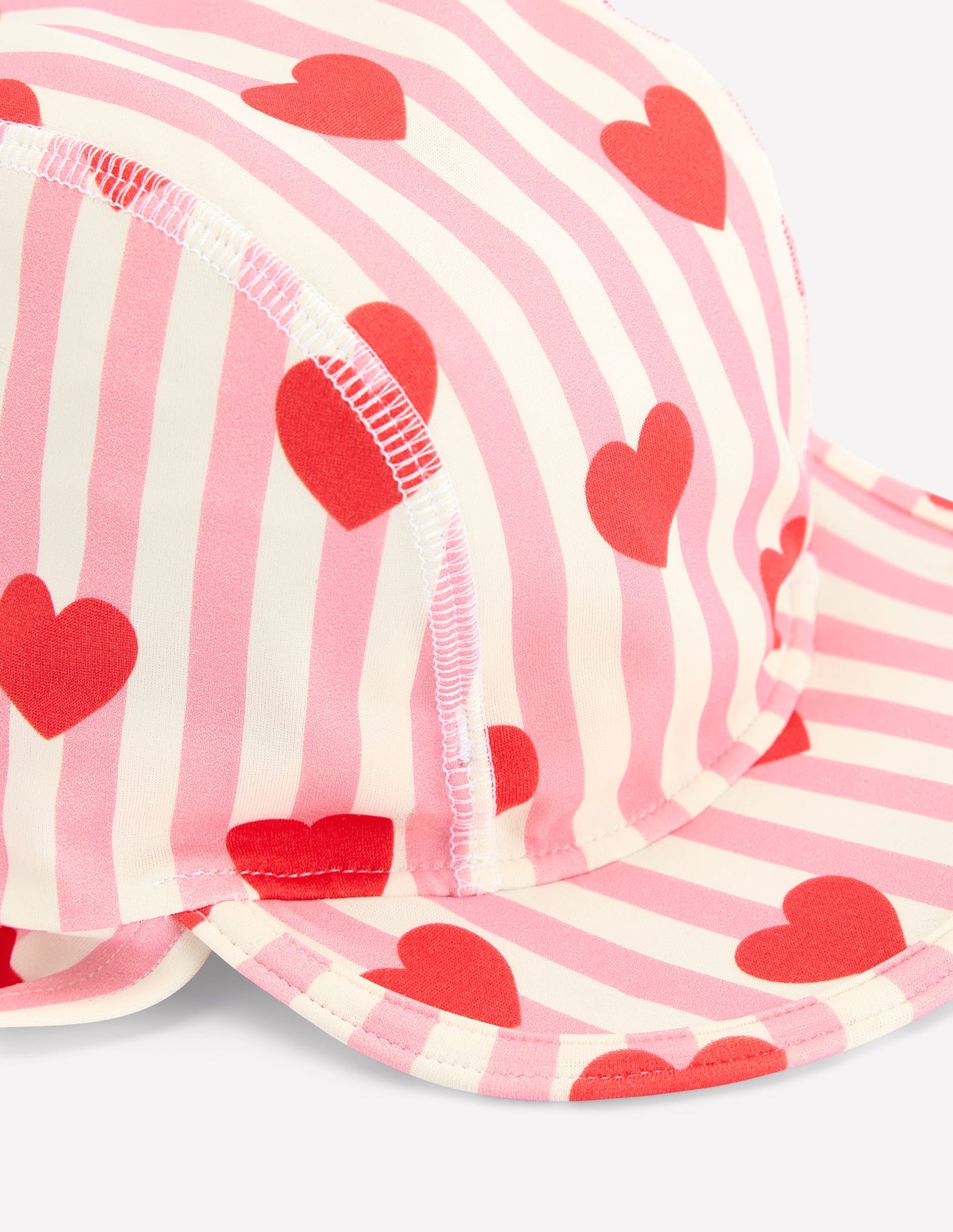 Printed Sun Safe Hat-Bubblegum Pink Heart Stripe