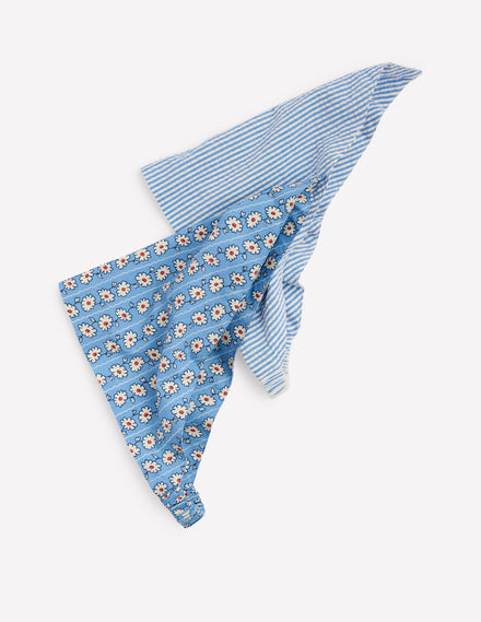 2-Pack Headscarves-Blue Daisy Stripe