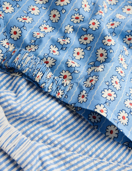 2-Pack Headscarves-Blue Daisy Stripe