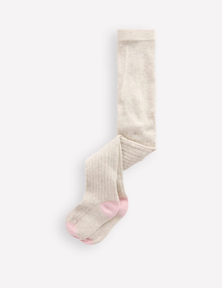 Baby Ribbed Tights-Oatmeal