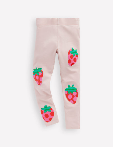 Appliqué Leggings-Chalk Violet Strawberries