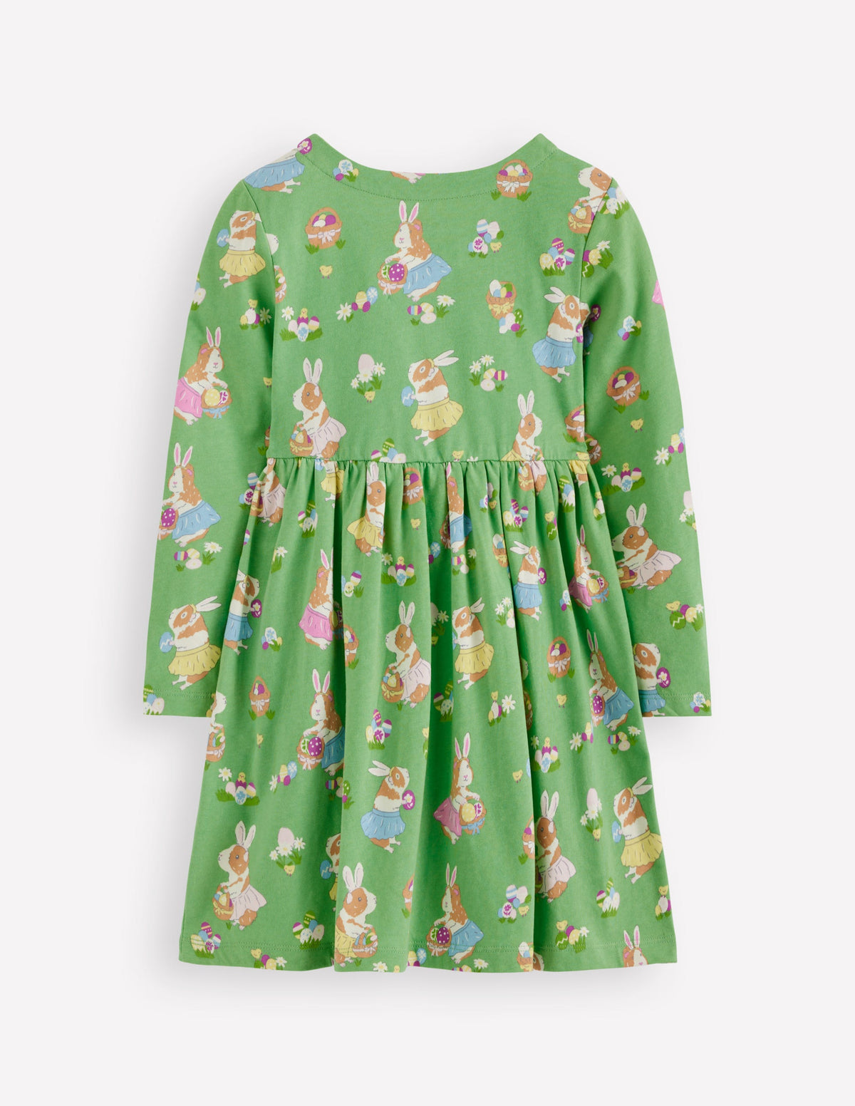 Long-Sleeved Fun Jersey Dress-Aloe Green Easter Guinea Pigs - Image 2
