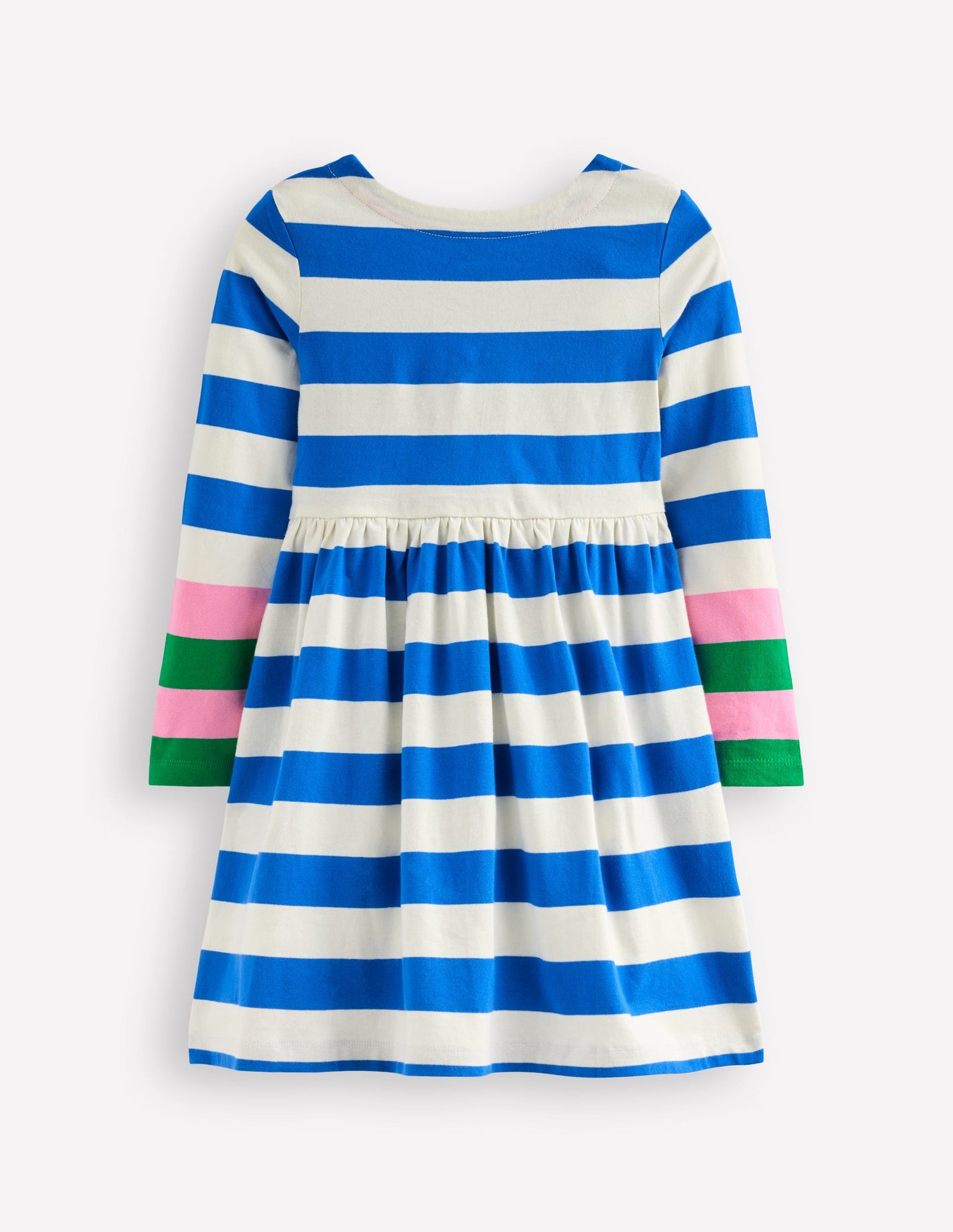 Long-Sleeved Fun Jersey Dress-Gallery Blue/ Ivory Stripe