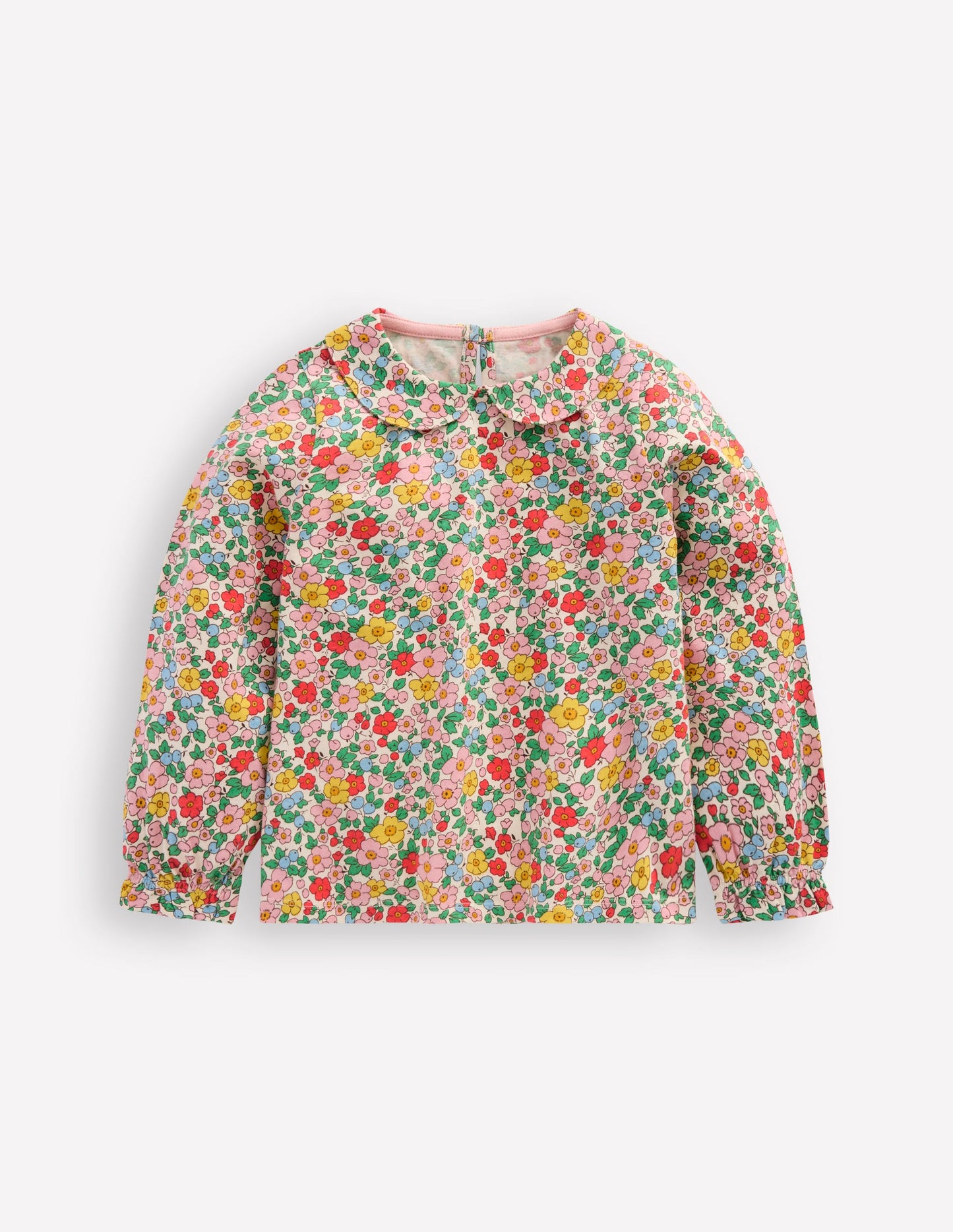 Collared Jersey Top-Vanilla Apple Blossom Floral