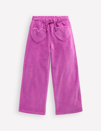 Heart Pocket Velour Jogger-Foxglove Purple