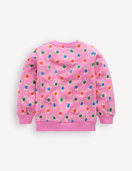 Printed Relaxed Sweatshirt-Cosmos Pink Sporty Poodle