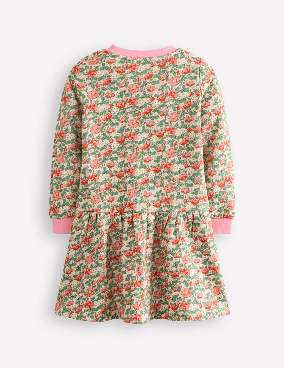 Cosy Printed Sweatshirt Dress-Chalk Pink Wild Rose - Image 2