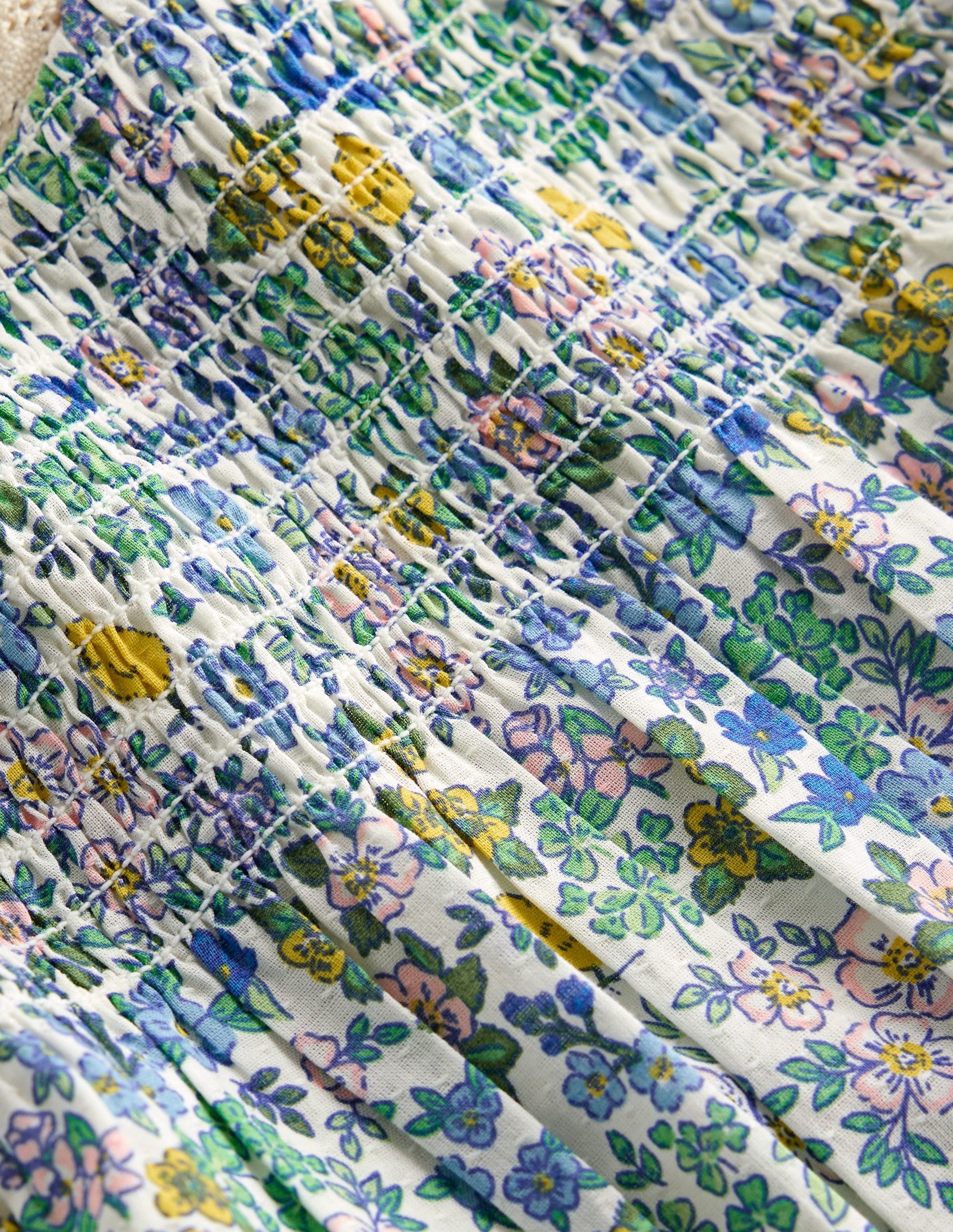 Smocked Ruffle Blouse-Vanilla White Chick Floral - Image 3