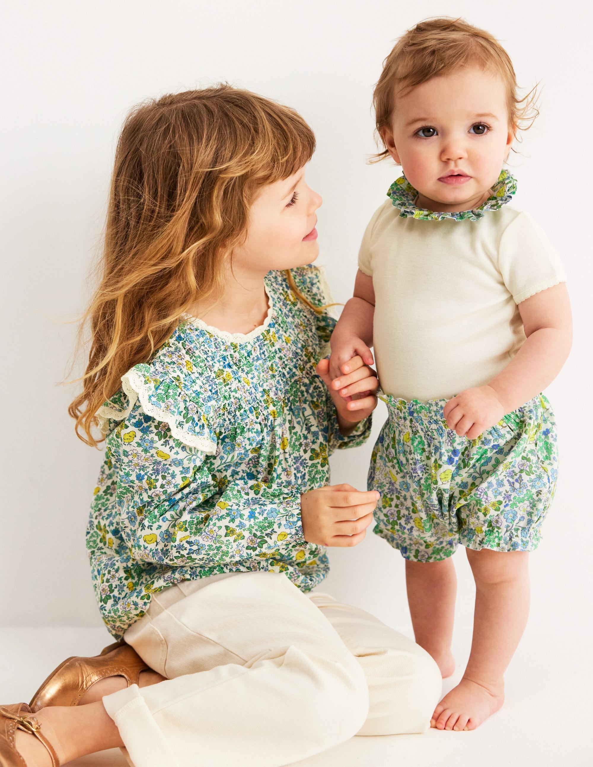 Smocked Ruffle Blouse-Vanilla White Chick Floral - Image 5