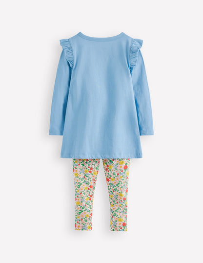 Appliqué Tunic and Legging Set-Glacier Blue Bunnies