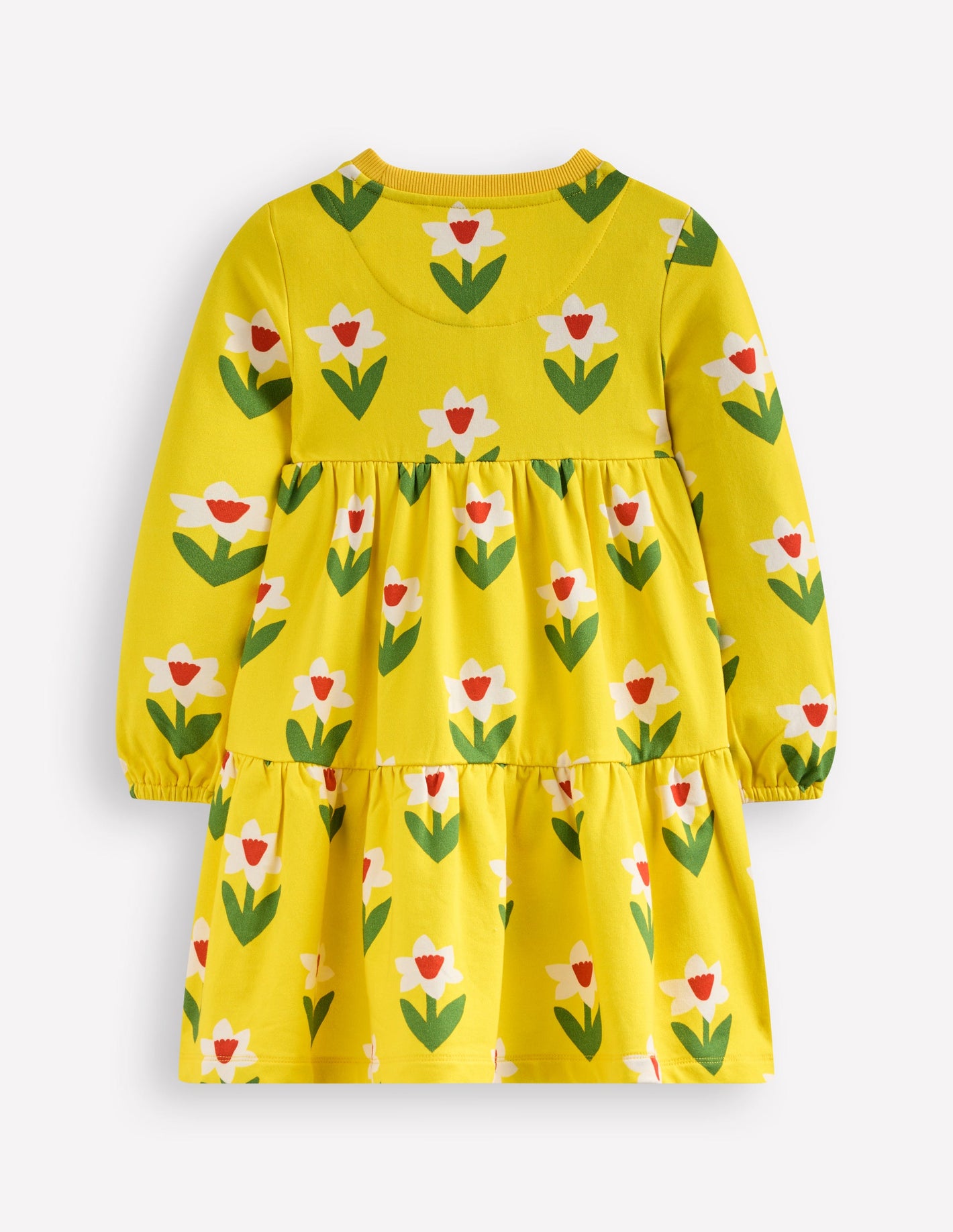 Tiered Sweatshirt Dress-Tropical Yellow Daffodil