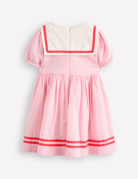 Heritage Sailor Dress-Pink Ticking