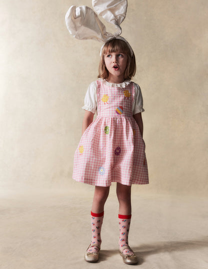 Pinafore Dress-Pink Gingham Easter