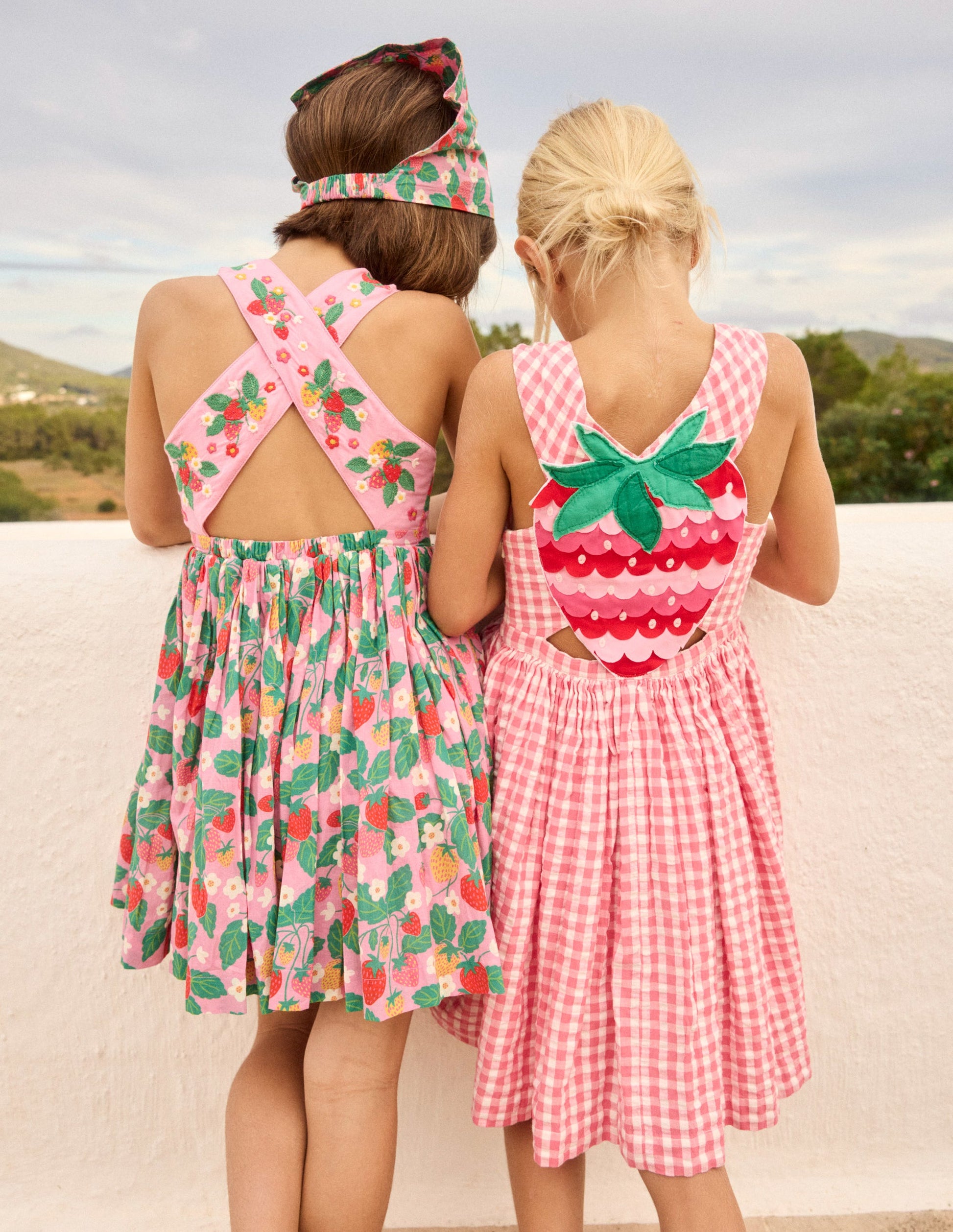 Zadie Applique Back Dress-Pink Gingham Strawberry Zadie Applique Back Dress-Pink Gingham Strawberry
