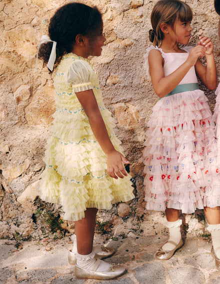 Ruffle Tulle Dress-Butter Yellow