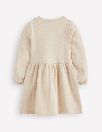 Boucle Appliqué Sweat Dress-Oatmeal Marl Easter Patches