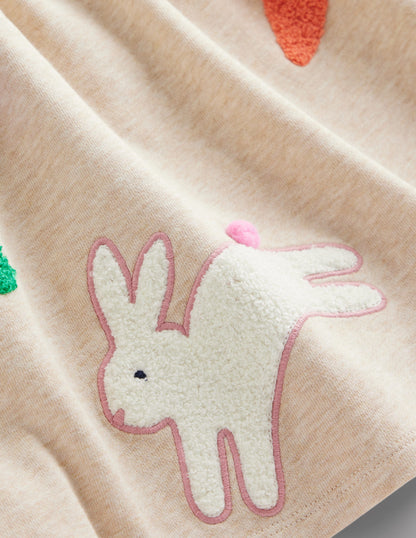 Boucle Appliqué Sweat Dress-Oatmeal Marl Easter Patches