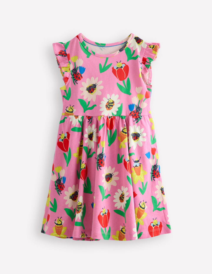 Posie Frill Sleeve Dress-Sugared Lilac Spring Garden