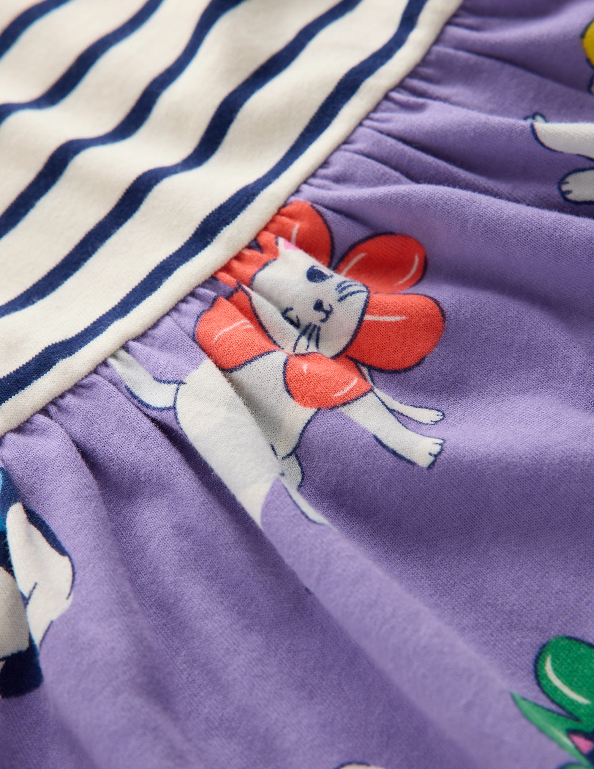 Posie Frill Sleeve Dress-Aster Purple Flower Cat - Image 3