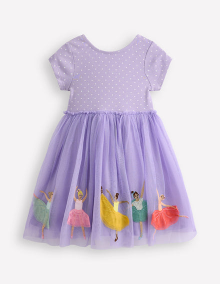 Ami Applique Tulle Dress-Misty Lavender Ballerinas