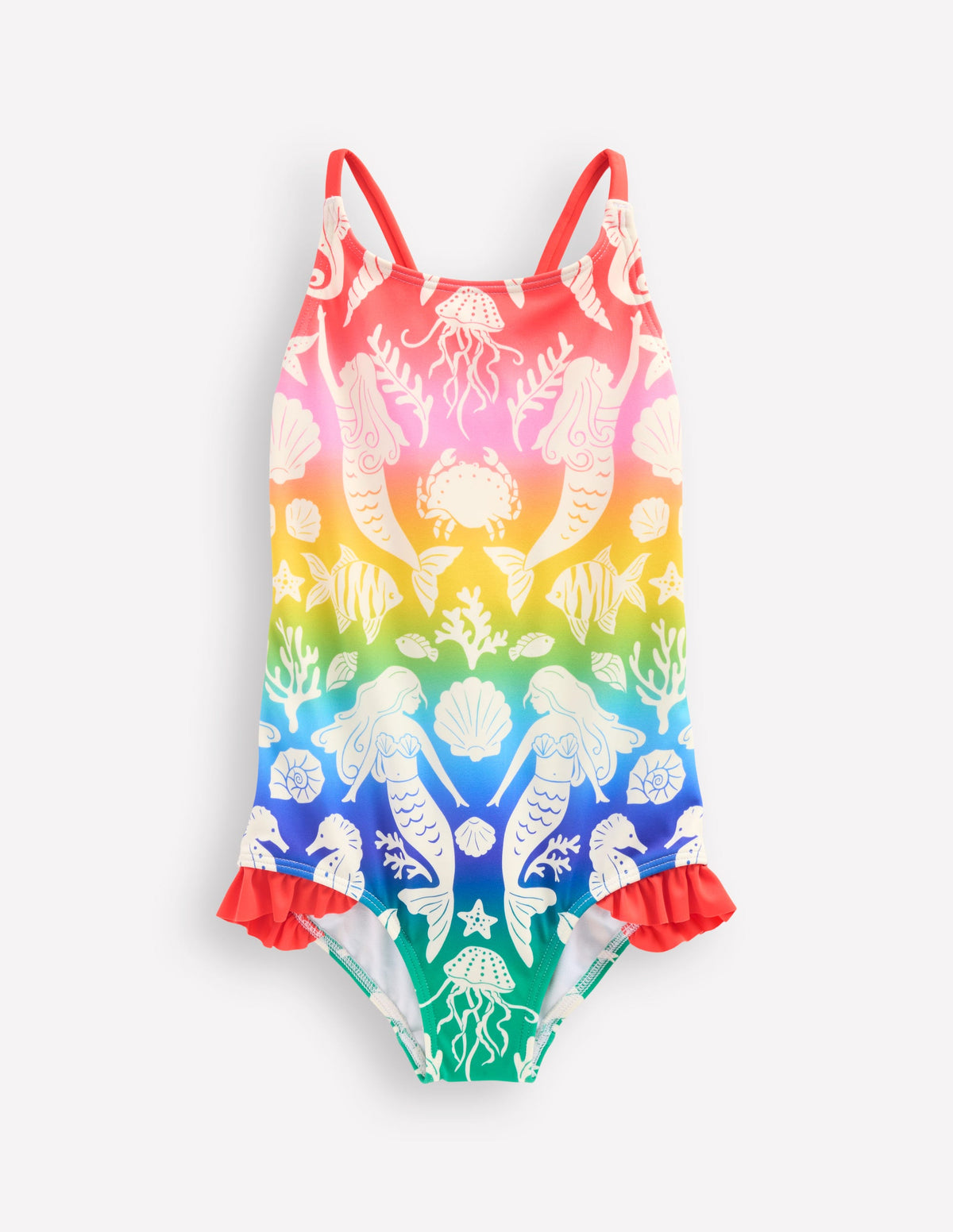 Pretty Cross-Back Swimsuit-Pink Ombre Mermaids - Image 1