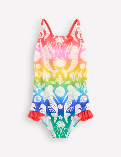 Pretty Cross-Back Swimsuit-Pink Ombre Mermaids