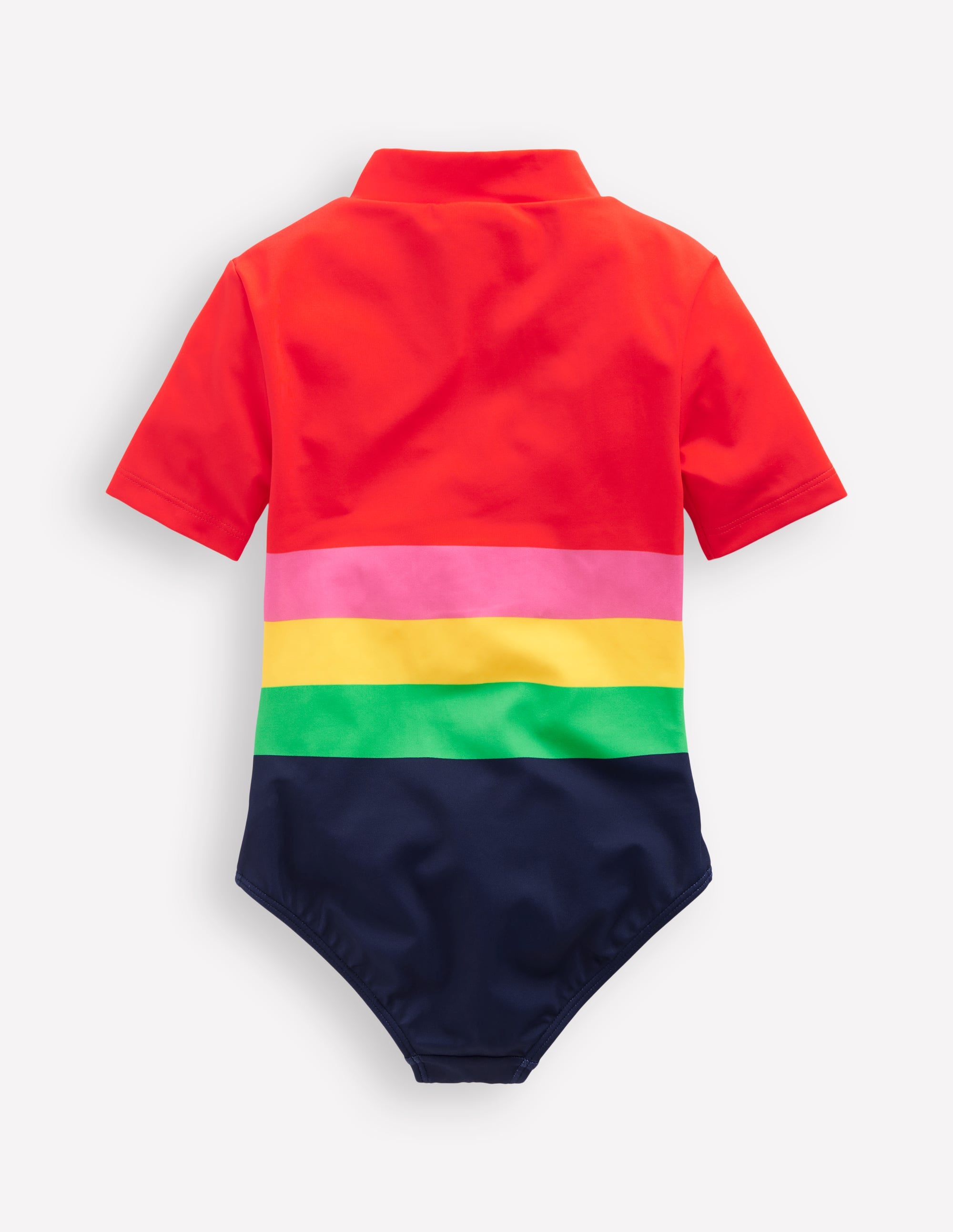 Short-sleeved Swimsuit-Red Multi Stripe - Image 2