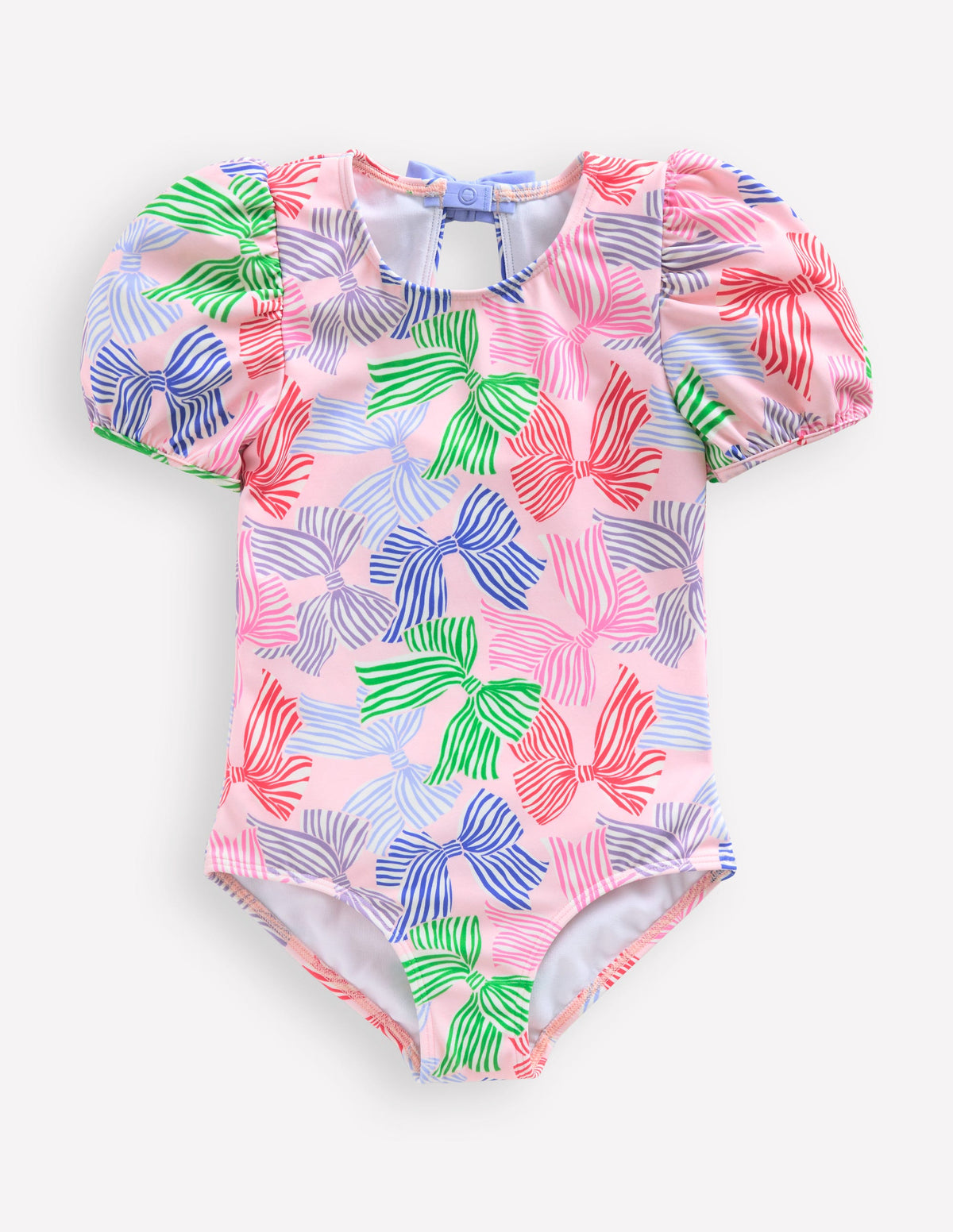 Sandy Puff Sleeve Swimsuit-French Pink Bows - Image 1