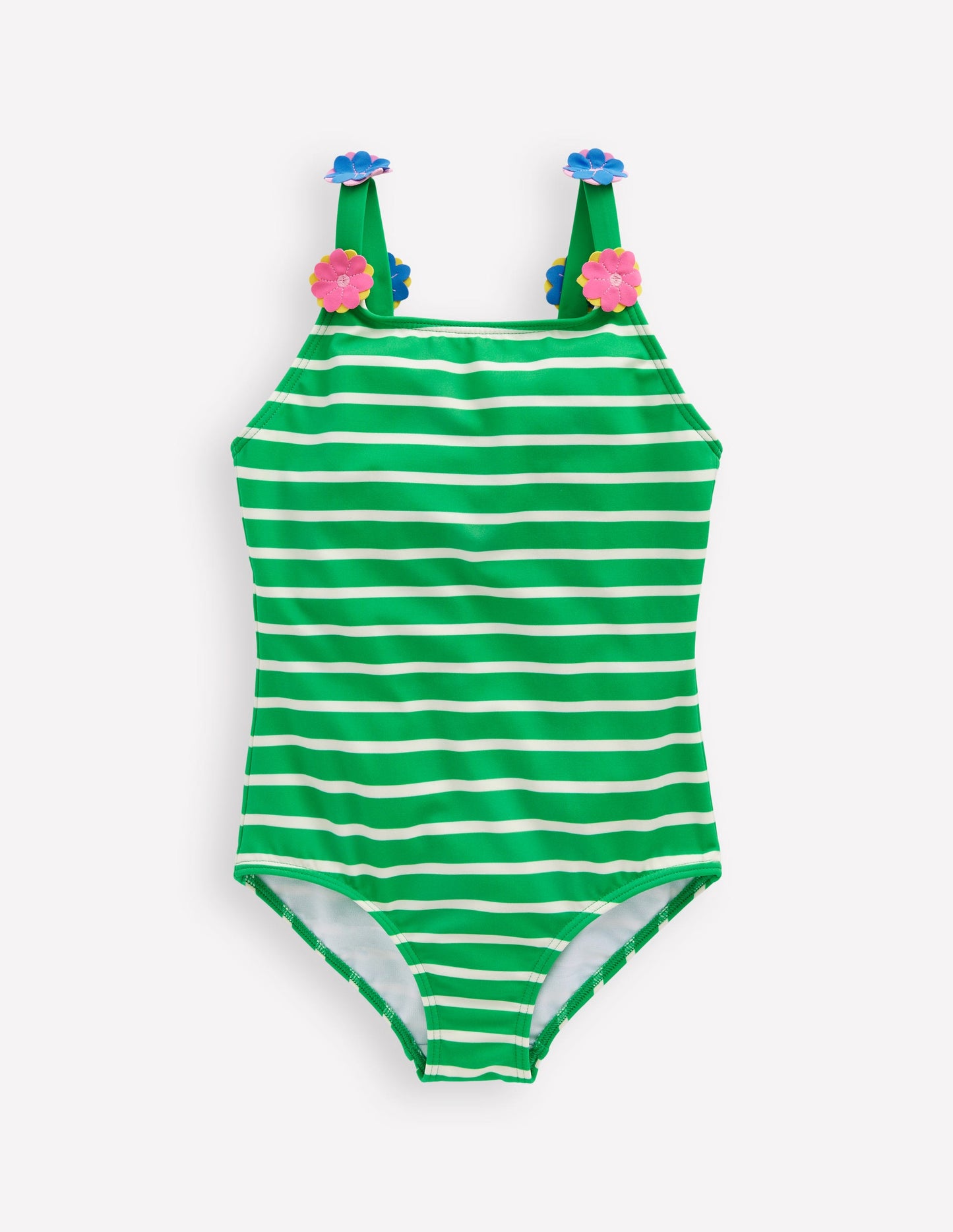 Appliqué  Strap Swimsuit-Sapling Green Stripe Hearts