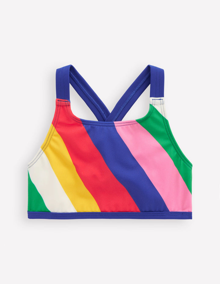 Cross-back Bikini Top-Multi Rainbow Swirl