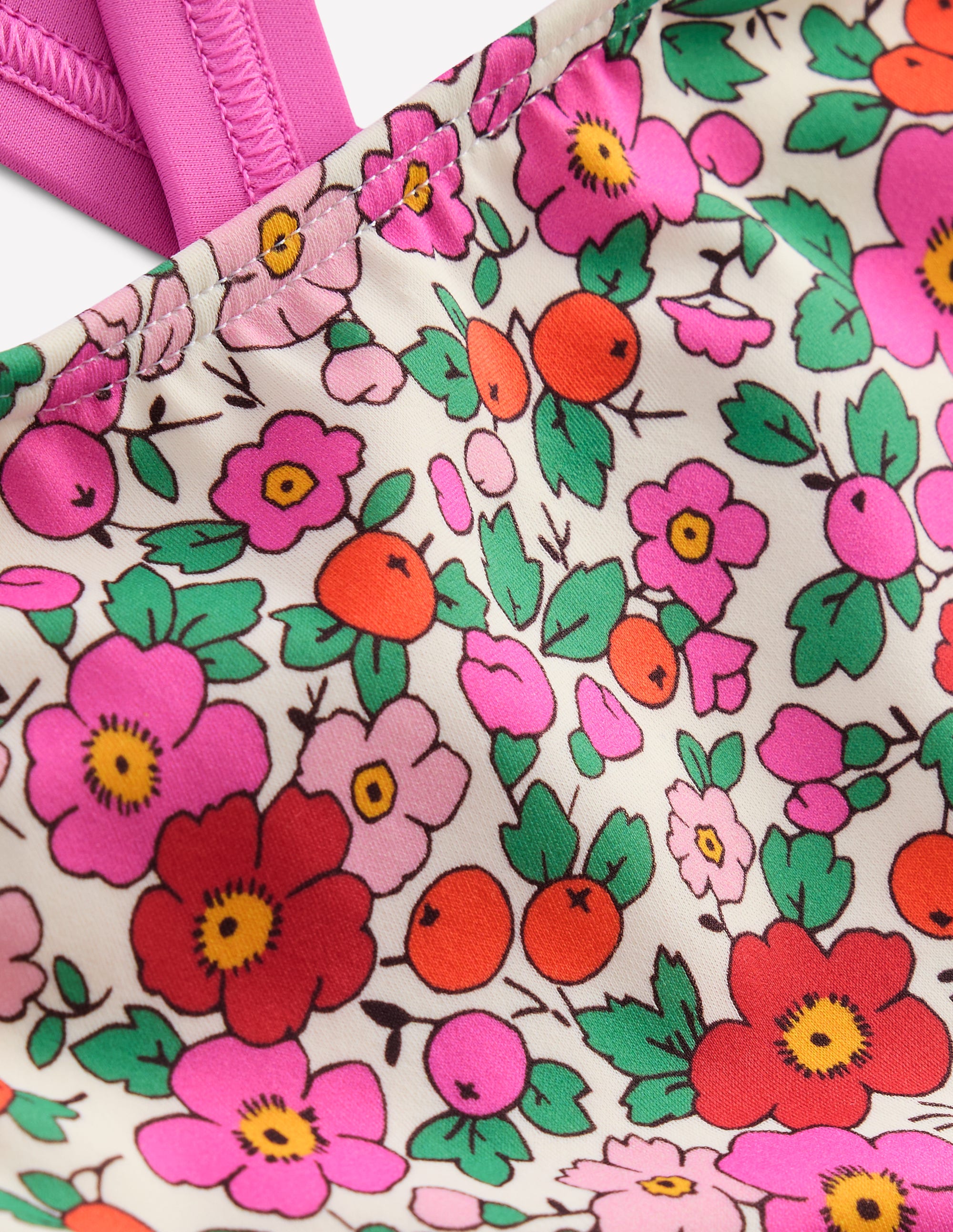Cross-back Bikini Top-Pink Apple Blossom Floral - Image 3