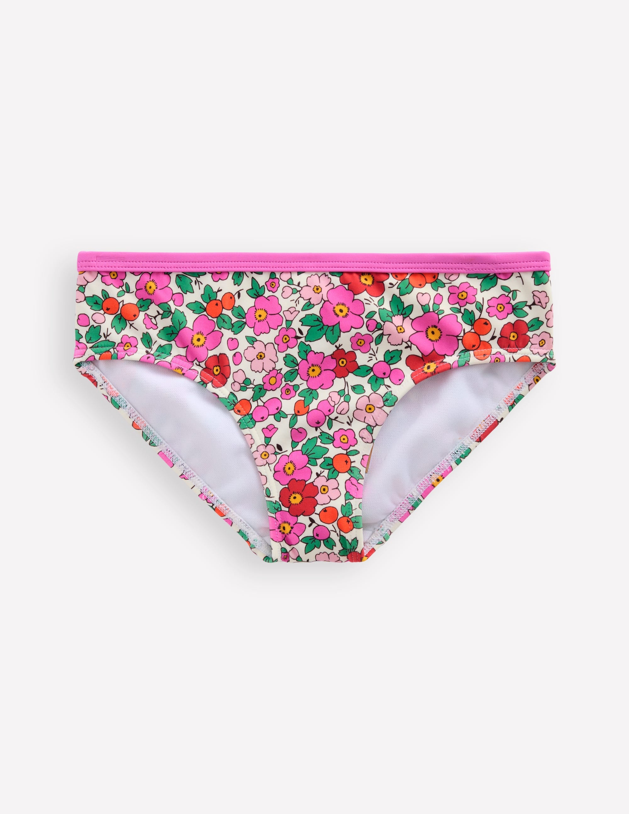 Patterned Bikini Bottoms-Pink Apple Blossom Floral - Image 1