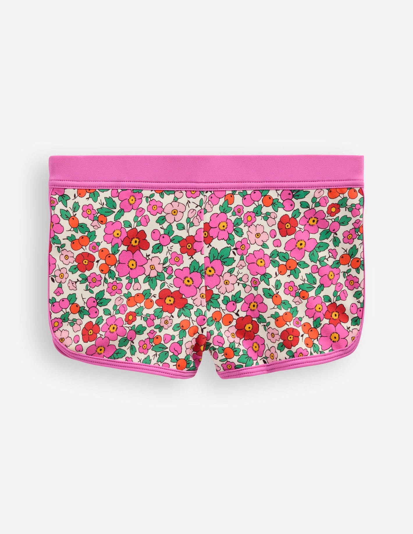 Patterned Swim Shorts-Pink Apple Blossom Floral