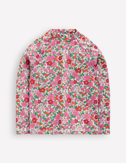 Sunsafe Patterned Rash Vest-Pink Apple Blossom Floral