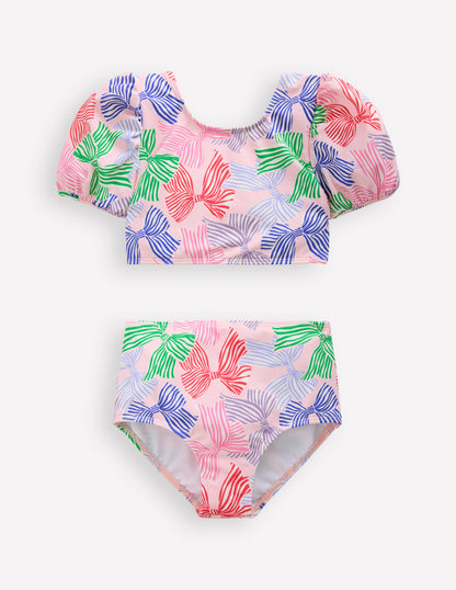 Sandy Puff Sleeve Bikini-French Pink Bows