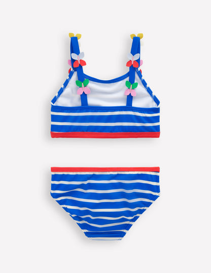 Applique Strap Bikini-Gallery Blue Stripe Butterfly